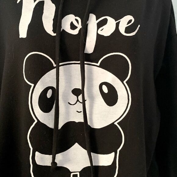 Queen Bees Black & White Panda Pullover Hoodie Sweatshirt Size Small - Picture 2 of 5